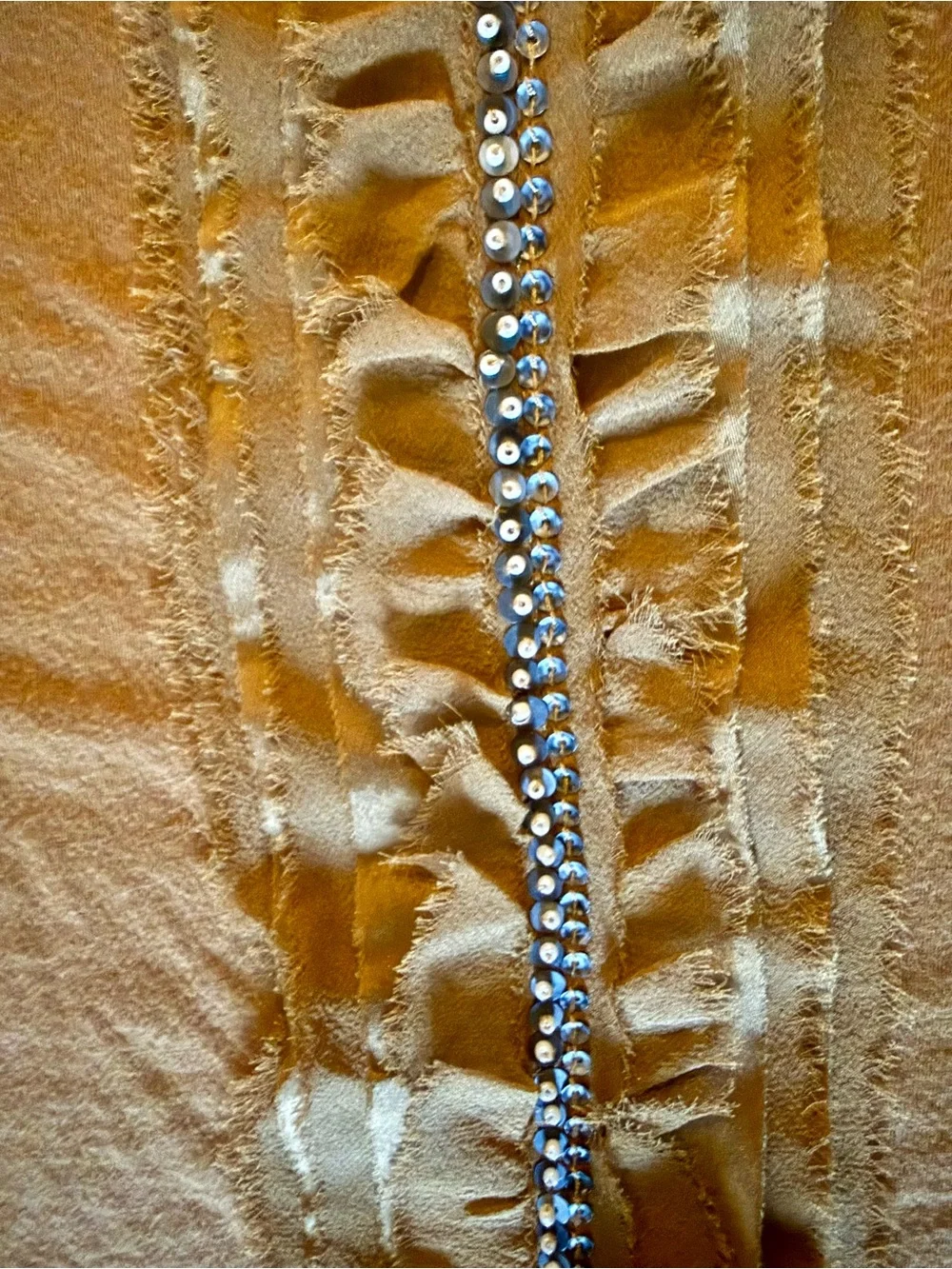 J. Crew Ruffle-Trim Tank with Center Bead Detail-Cotton and Silk